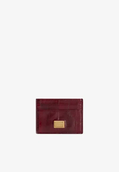 Dolce & Gabbana Logo Plaque Cardholder In Hagfish Leather In Red