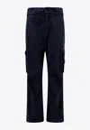 Dolce & Gabbana Men Cotton Cargo Trouser With Metal Logo Patch In Blue