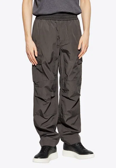 Dolce & Gabbana Logo Plaque Cargo Pants In Gray