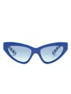 Dolce & Gabbana Logo-plaque Cat-eye Frame Sunglasses In Blue