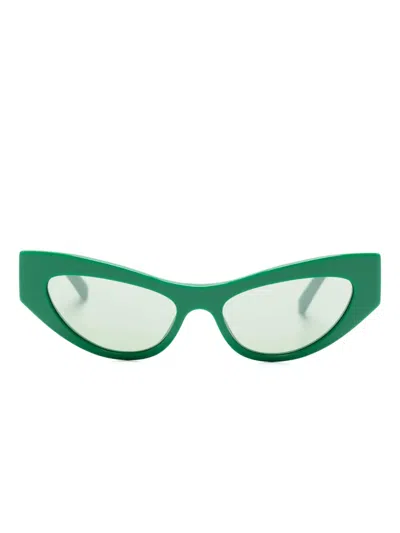 Dolce & Gabbana Logo-plaque Cat-eye Sunglasses In Green