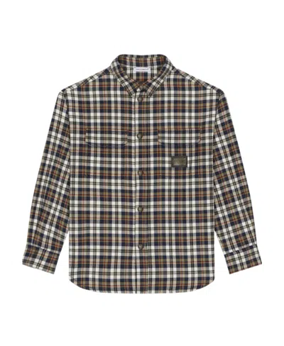 Dolce & Gabbana Logo-plaque Checked Cotton Shirt In Multicolor