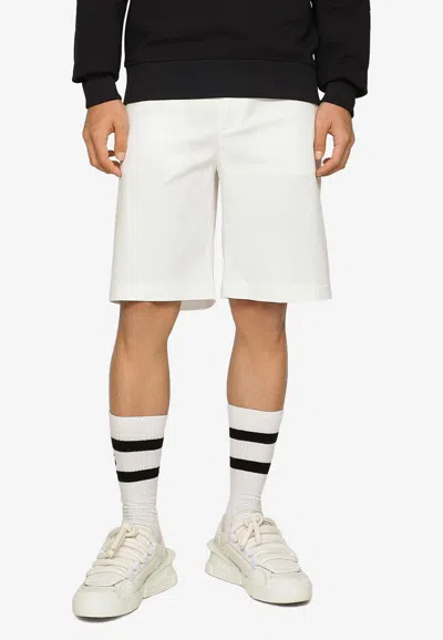 Dolce & Gabbana Logo Plaque Chino Shorts In White