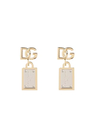 Dolce & Gabbana Dolce  Gabbana Logo Plaque Clip On Earrings In Gold