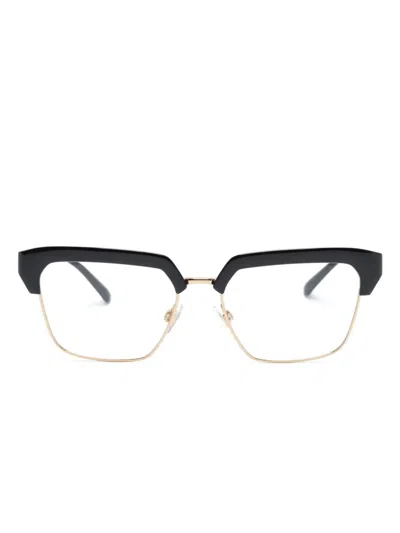 Dolce & Gabbana Logo-plaque Clubmaster-frame Glasses In Black