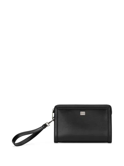 Dolce & Gabbana Logo-plaque Clutch Bag In Black