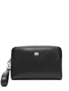 Dolce & Gabbana Logo-plaque Clutch Bag In Black