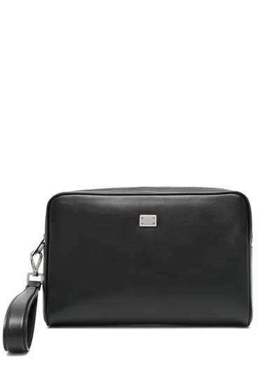 DOLCE & GABBANA LOGO-PLAQUE CLUTCH BAG