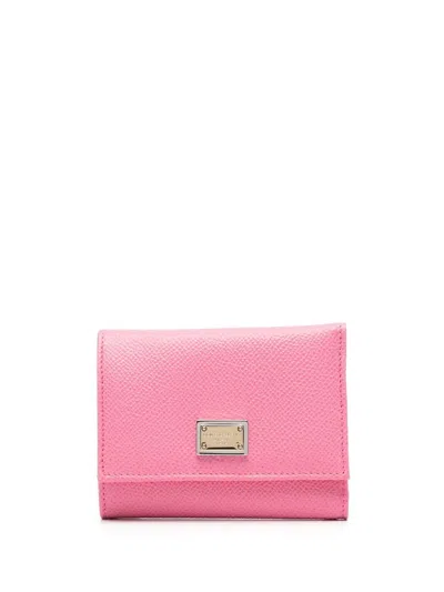 Dolce & Gabbana Logo-plaque Compact Wallet In Pink