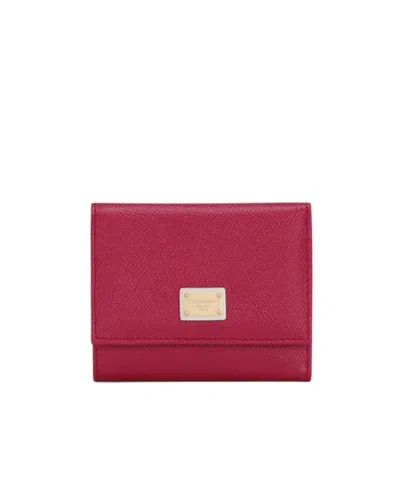 Dolce & Gabbana Logo-plaque Compact Wallet In Red