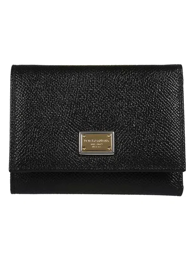 Dolce & Gabbana Logo Plaque Continental Wallet In Black