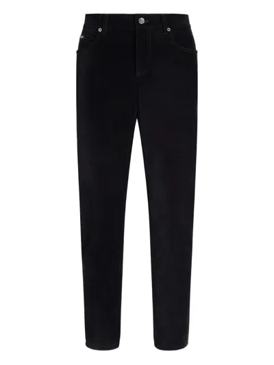DOLCE & GABBANA LOGO-PLAQUE CORDUROY TROUSERS