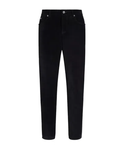 DOLCE & GABBANA LOGO-PLAQUE CORDUROY TROUSERS