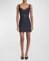 Dolce & Gabbana Logo Plaque Corset Denim Mini Dress In Dark Blue
