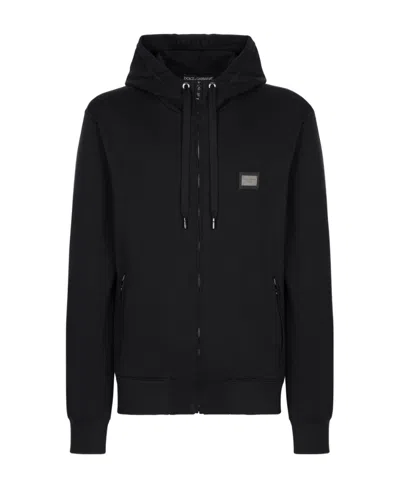 DOLCE & GABBANA DOLCE  GABBANA JERSEY ZIP-UP HOODIE