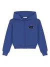 Dolce & Gabbana Logo-plaque Cotton Hoodie In Blue
