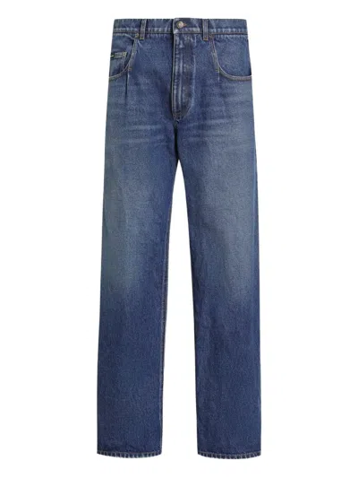 DOLCE & GABBANA LOGO-PLAQUE COTTON JEANS