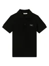 Dolce & Gabbana Logo-plaque Cotton Polo Shirt In Black