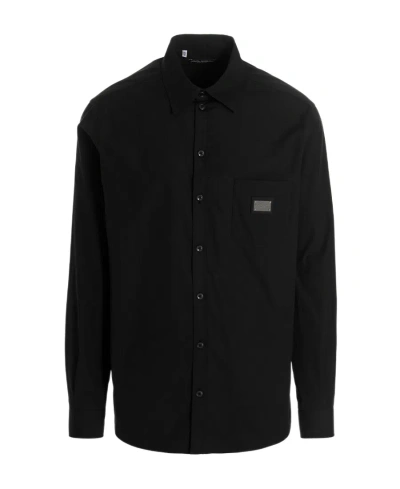 DOLCE & GABBANA DOLCE  GABBANA LOGO-PLAQUE LONG-SLEEVED SHIRT