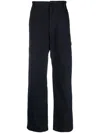 Dolce & Gabbana Logo-plaque Cotton Straight Trousers In Blue