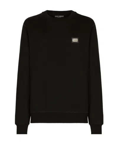 DOLCE & GABBANA DOLCE  GABBANA LOGO PATCH CREWNECK SWEATSHIRT
