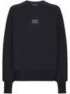 Dolce & Gabbana Logo-plaque Cotton Sweatshirt In Blue