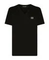 Dolce & Gabbana Logo V-neck T-shirt In Black