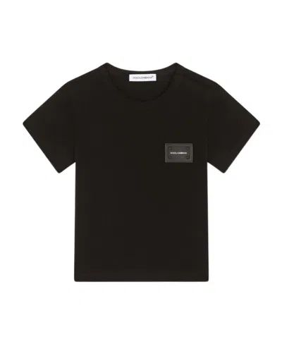 Dolce & Gabbana Logo-plaque Cotton T-shirt In Black