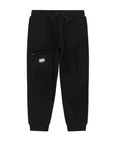 Dolce & Gabbana Logo-plaque Cotton Track Pants In Black