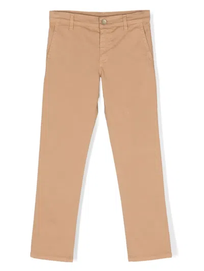 Dolce & Gabbana Kids' Logo-plaque Cotton Trousers In Brown