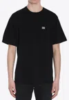 Dolce & Gabbana Cotton T-shirt With Metal Plaque Featuring Front Logo In Black