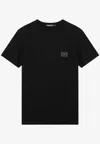 Dolce & Gabbana Black T-shirt With Logo Tag Detail On The Front In Cotton Man In Black