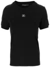 Dolce & Gabbana Black T-shirt With Logo Decorated With Crystals On The Front In Cotton Woman In Nero