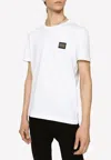 Dolce & Gabbana White Crewneck T-shirt With Logo Plate In Cotton Man In White
