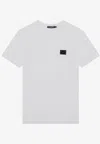 Dolce & Gabbana White Crewneck T-shirt With Logo Plate In Cotton Man In White