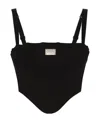 Dolce & Gabbana Black Logo-plaque Cropped Bustier Top In Black