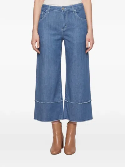 Pre-owned Dolce & Gabbana Logo Plaque Cropped Jeans In Blue