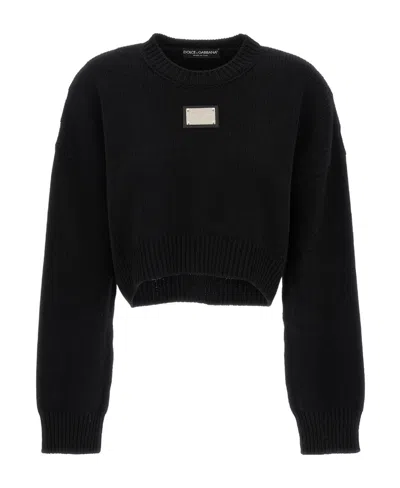 DOLCE & GABBANA DOLCE  GABBANA LOGO PLAQUE KNITTED JUMPER