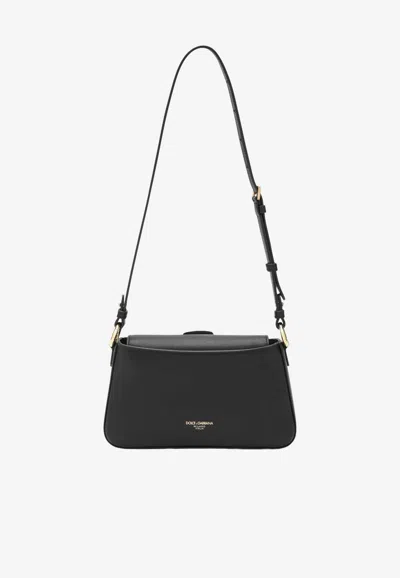 Dolce & Gabbana Logo Plaque Crossbody Bag In Black
