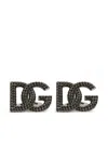 Dolce & Gabbana Logo-plaque Crystal-embellished Cufflinks In Black