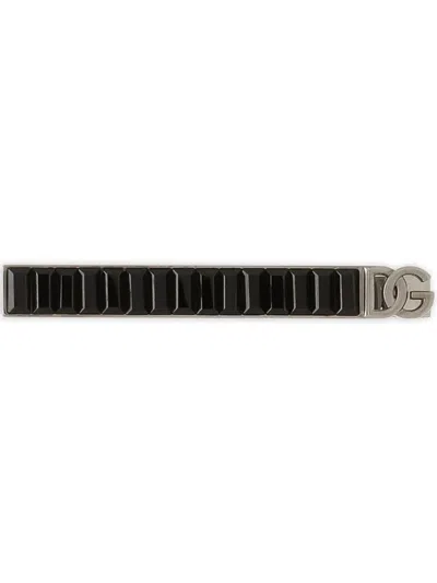 Dolce & Gabbana Logo-plaque Rhinestone-embellished Tie Pin In Silver