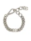 Dolce & Gabbana Logo-plaque Cuban-link Bracelet In Silver