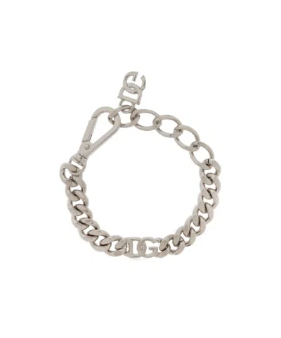 Dolce & Gabbana Logo-plaque Cuban-link Bracelet In Yellow