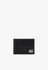 Dolce & Gabbana Logo Plaque Dauphine Leather Cardholder In Black