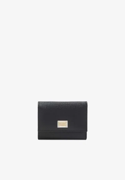 Dolce & Gabbana Dauphine Calfskin French-flap Wallet In Black