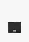 Dolce & Gabbana Black Dauphine Leather Wallet With Logo Plaque In Black