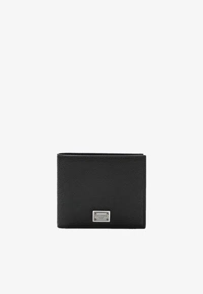 DOLCE & GABBANA LOGO PLAQUE DAUPHINE LEATHER WALLET