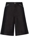 Dolce & Gabbana Logo-plaque Denim Bermuda Shorts In Black