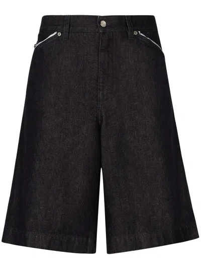 DOLCE & GABBANA LOGO-PLAQUE DENIM BERMUDA SHORTS