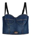 Dolce & Gabbana Logo-plaque Denim Crop Top In Blue